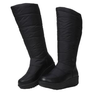 Women's Winter Long Snow Boots Waterproof with Button Closure for Comfort and Style Black Quilted Design, Shoe, Footwear