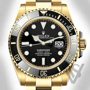 Rolex - Submariner - Black Dial - 18K Yellow Gold Bracelet