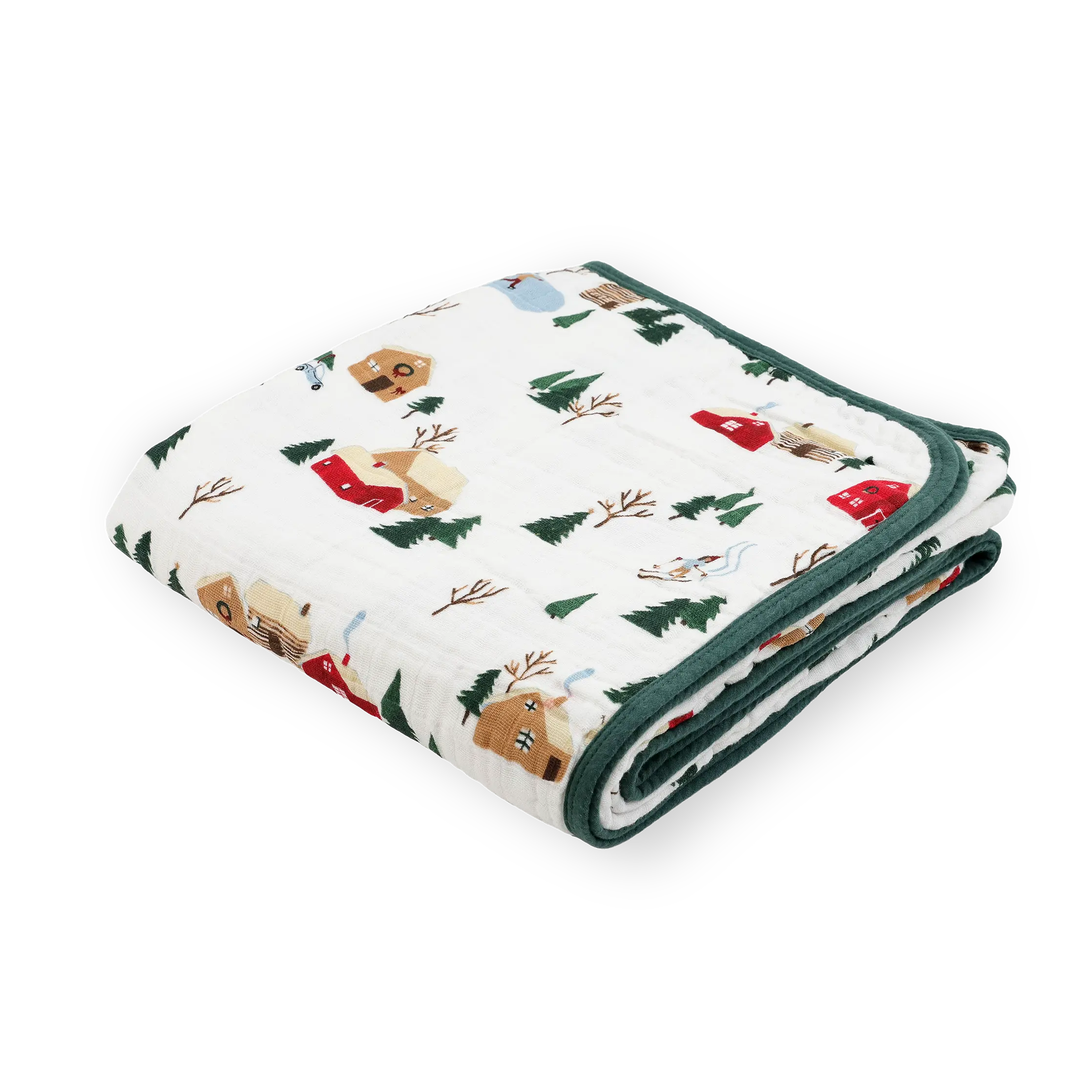 Original Cotton Muslin 4-Layer Hand-Painted Breathable Airy Quilt - Cozy Bedding for Nap Time, Cabin Use, Four Layers