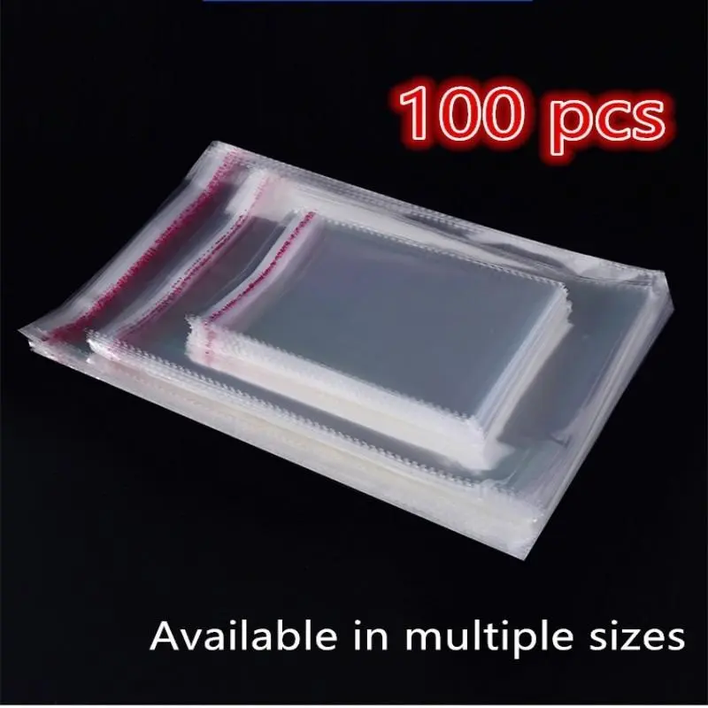 100pcs Transparent Plastic Opp Self-Sealing Bags, Reusable for Photos, Jewelry, Socks, Candy Packing, Gift Cookies, Mall Bags, Reusable Storage Bags, Reusable Plastic Pouches, Clear Plastic Bags
