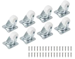 8 Pack 1" Low Profile Casters Wheels for Furniture, Small Swivel Caster with No Noise, 360 Degree Top Plate 22 Lbs Weighs Capacity Each Caster (Screws Included) Cofufu