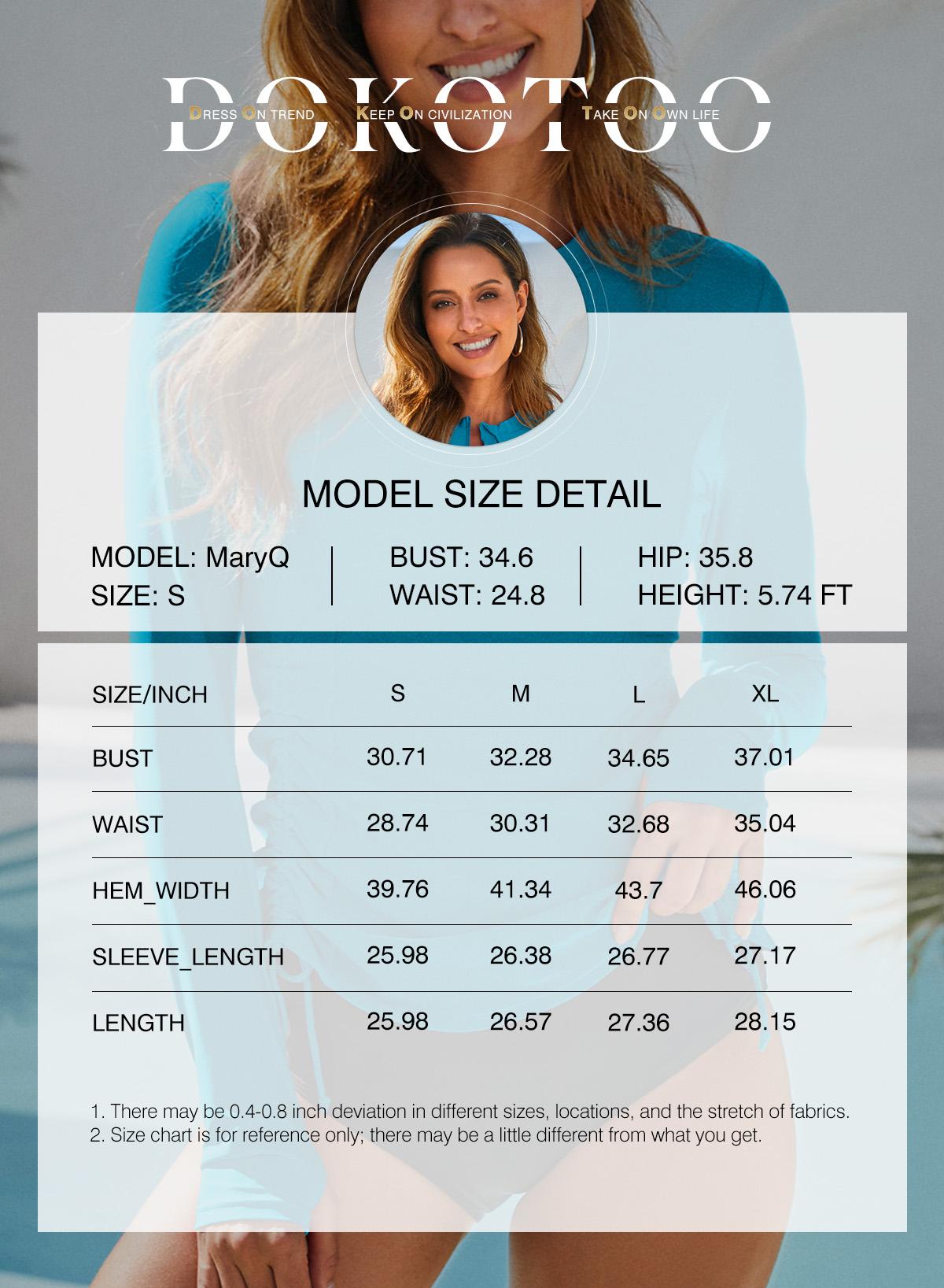 Dokotoo Womens Long Sleeve Rash Guard Swim Shirts 1/4 Zip Up Sun Protection Swimsuit Top Bathing Suit No Bottom Elastane Polyamide