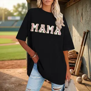 Women's Oversized Baseball Mom Shirt - Chenille Game Day Tops Sports Fan Gift Clothes Comfortable Casual Wear Perfect for Baseball Games Fan Events Supportive Team Spirit Apparel