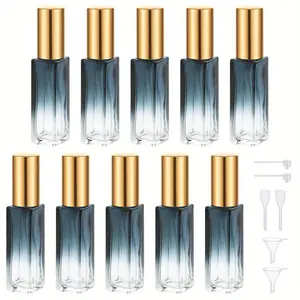 10ML Perfume Bottles Empty, Set of 10 Mini Travel Refillable, Glass Spray Bottle Atomizer Portable Leak-proof Sprayer for Dispensing Fragrance Toiletries Cosmetic, Gradient Blue-gold