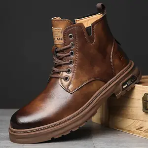 Men's Genuine Leather Lace Up Boots