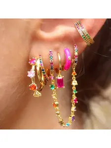 Double-layer C-shaped ear clips, personalized and versatile fashion earrings, colorful earrings, ear hoops with a small and unique design, luxurious ear accessories, for your girlfriend.