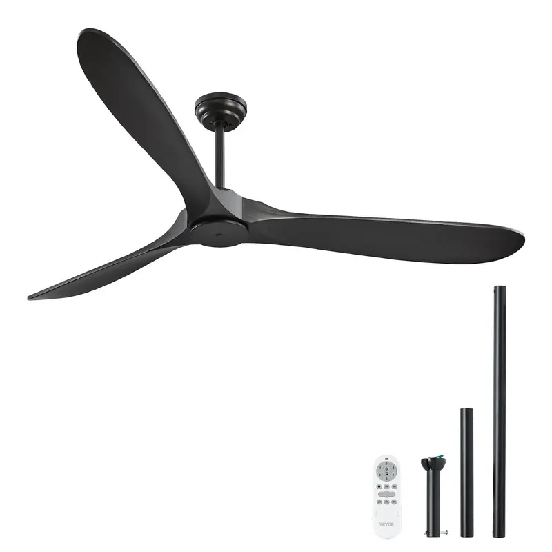 42 Inch Hugger Ceiling Fan With Light Kit – 4 Blades – Black – Reverse Airflow