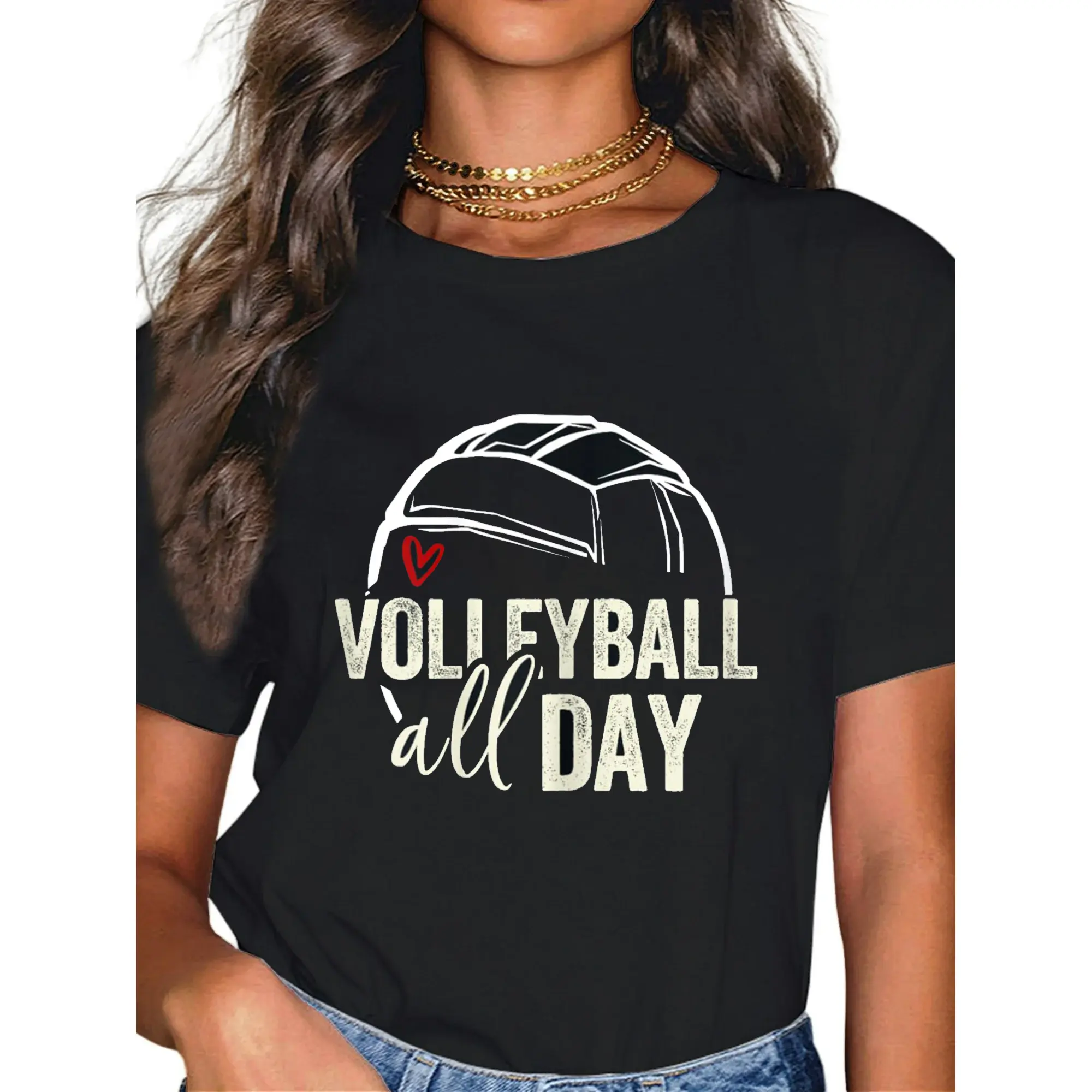 100% Cotton Volleyball Teen Girl Women Volleyball Graphic Volleyball T-Shirt