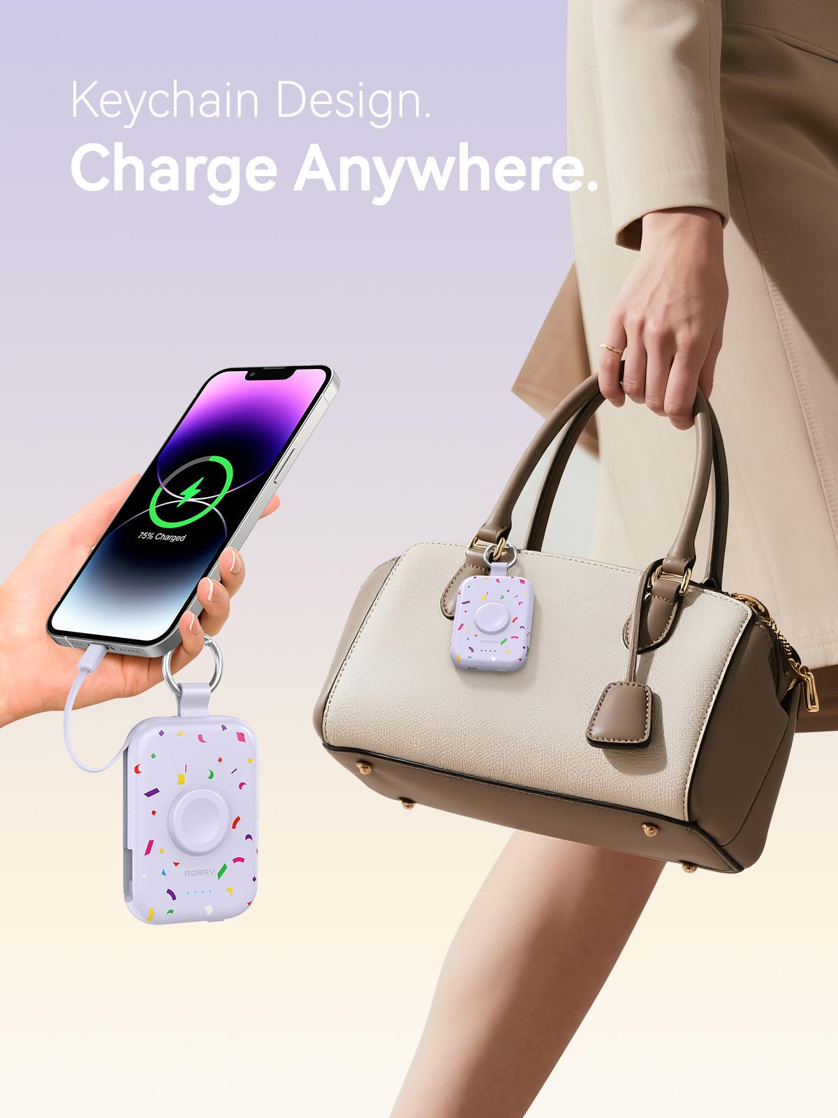 #DealsForYouDays RORRY 5000mAh Portable Power Bank with Built-in Cables & Keychain – Safe Fast Charging for iPhone 17-11 & Apple Watch – Giftidea & Travel Essential,summerwins