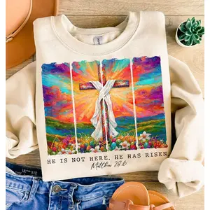He is Risen Shirt, Wildflower Shirt, Spring Easter Brushstroke Shirt, Aesthetic Boho Shirt, Easter Christian Jesus, Sweatshirt , Sweater , Hoodie, Fall Sweatshirt