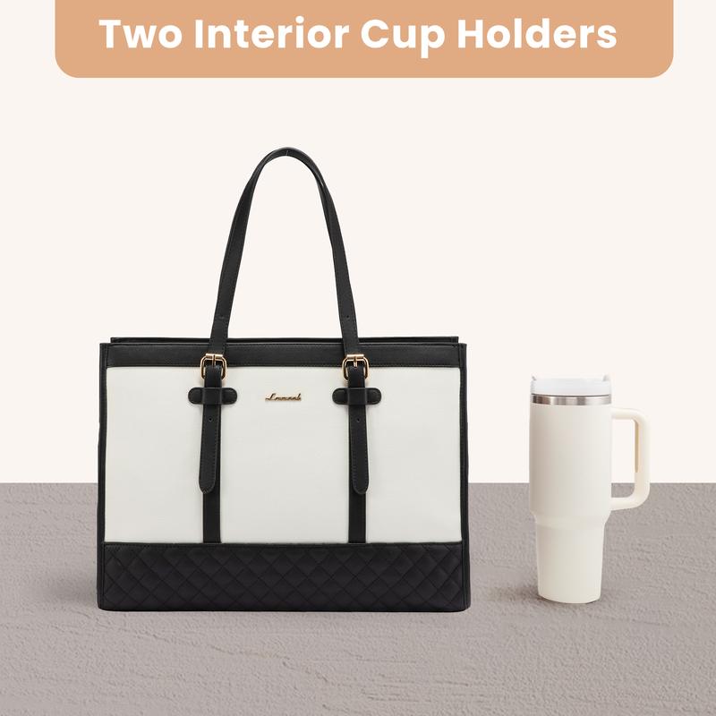 【Valentine's Day Gift】LOVEVOOK Laptop Tote Bag with Clutch Purse, Canvas Computer Bag Office Briefcase, Casual Handbag for Travel, Crossbody for College, Teacher, School TikTokShopJumpstartSale