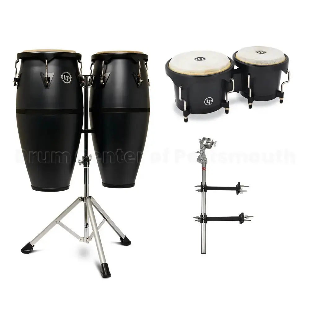 LP Discovery II Ultralight Conga, Bongo & Arm Bundle Onyx