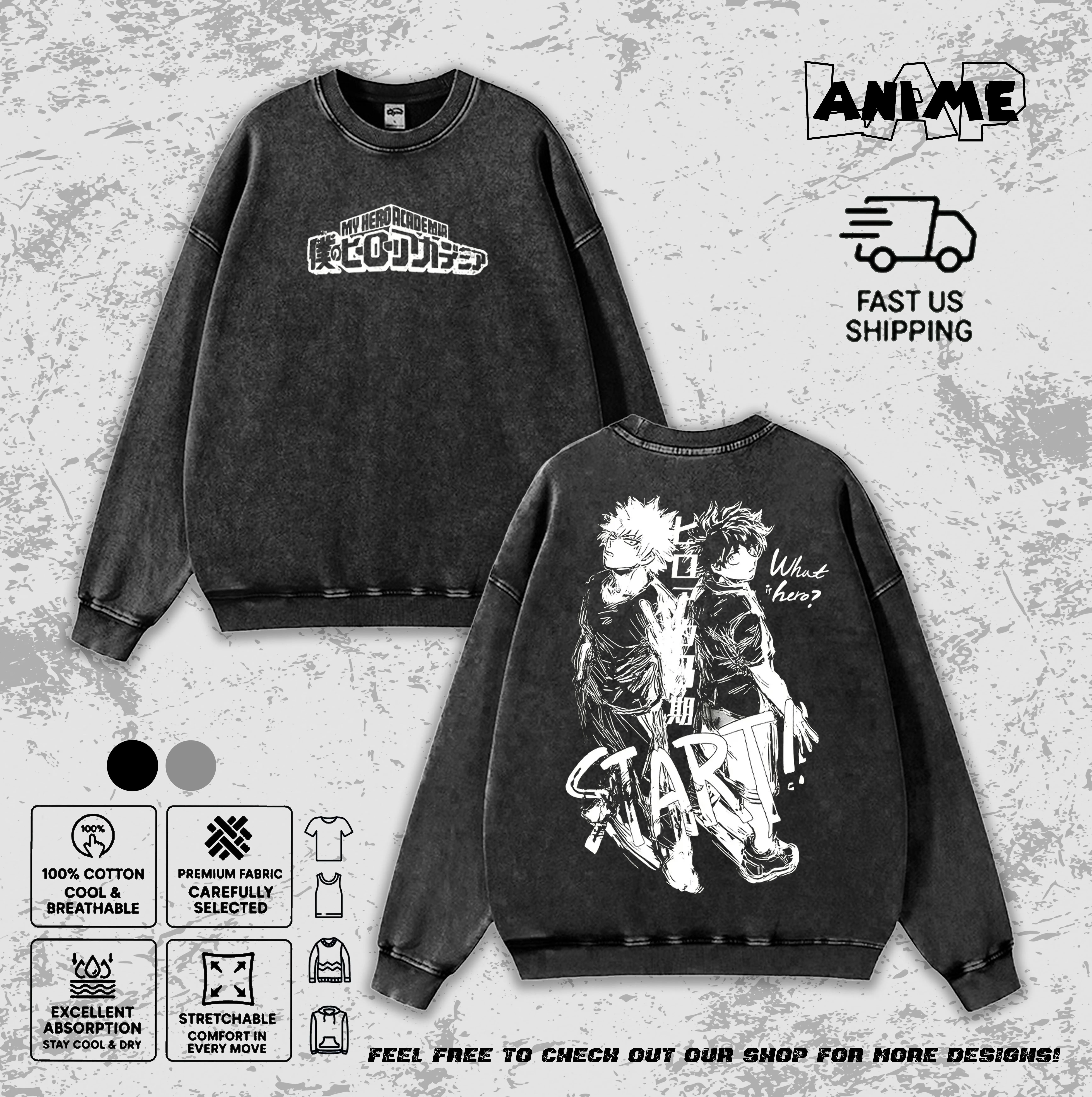 Vintage Washed My Hero Academia Deku and Bakugo Graphic Tee Hoodie Sweatshirt Tanktop Boku no Hero Academia Unisex Men Women Y2K Streetwear Retro Anime Manga Tops
