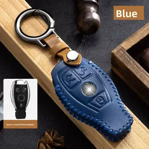 Mercedes-Benz key case in handcrafted leather - a best-selling product. Compatible with A-Class, C-Class, E-Class, GLC300L/C260L/e300l/E260L, S-Class, S400L.