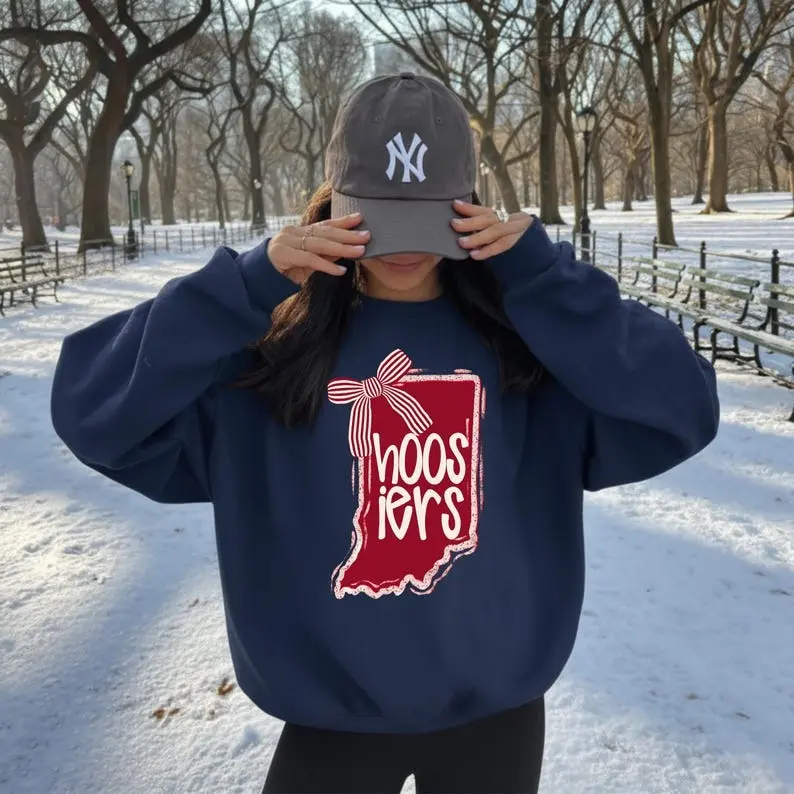 IU Hoosiers Sweatshirt - Gameday Apparel - Cute Coquette Bow Indiana Tee