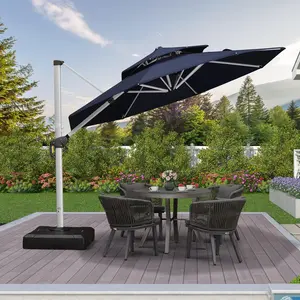 PURPLE LEAF 10 ft Round Patio Cantilever Umbrella for Deck, Pool, Backyard