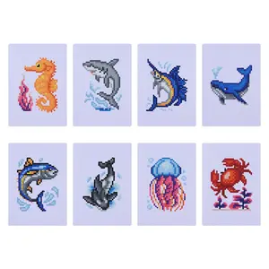 8-Piece Ocean Animal Diamond Painting Set, No Frame, DIY Craft Kit, Perfect Gift for Handicraft Enthusiasts, Birthday Present Ideas