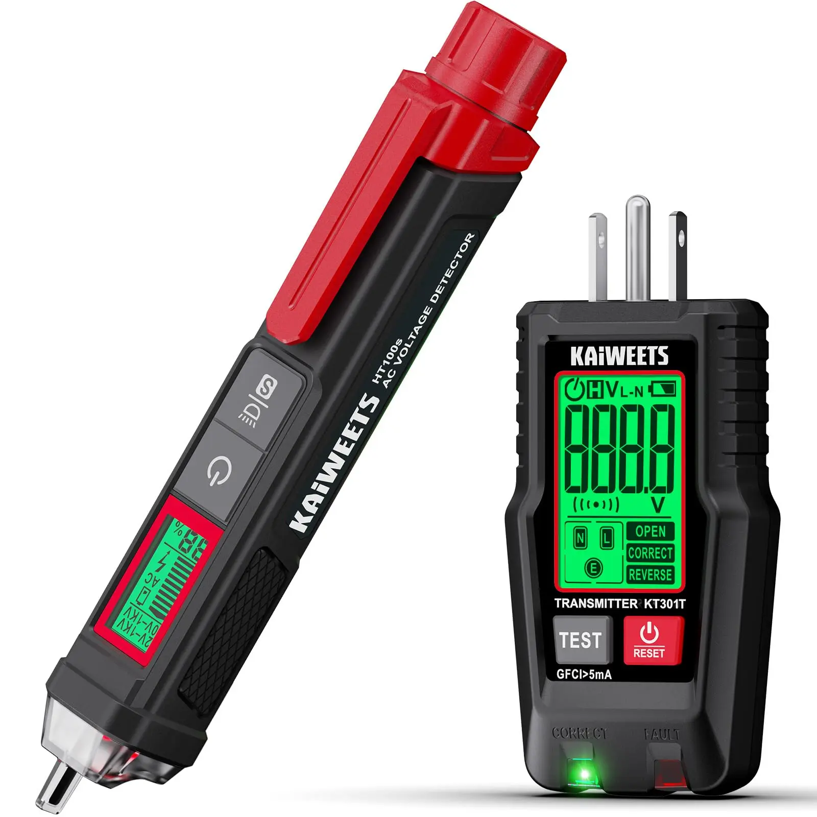 KAIWEETS All-in-One Electrical Test Kit KIT02, Non-Contact Voltage Tester & GFCI Outlet Tester, 2 Essential Tools for Home Electrical Checks, DIY Projects & Repairs