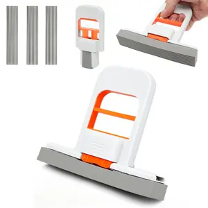 FREE Football Puzzle Keychain Gift + 3 Replaceable Sponge Heads Mini Foldable Self-Squeezing Mop – Handheld Wet & Dry Cleaning Tool for Kitchen, Bathroom, Glass & Small Spaces