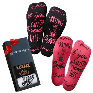 If You Can Read This Bring Me Coffee Socks - 2 Pairs (Black & Pink)