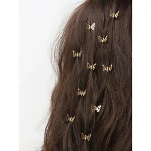 Cute Butterfly Design Hair Clip, Hollow Out Design Hair Accessories for Women & Girls, Simple Style Plain Color Bangs Clip for Party, Daily Decor, Hair Clip Set