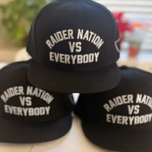 Raider Nation vs Everybody Snapback Hat - Black Adjustable Cap for Sports Fans