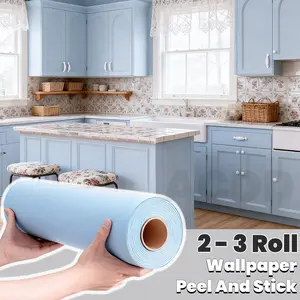Thickened Peel-And-Stick Self-Adhesive PVC Wallpaper Rolls, Light Blue Design, Ideal for Interior Walls, Bedrooms Living Rooms Kitchens Cabinets, Holiday Decorations