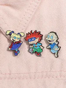 3pcs/set Animated Rugrats Angelica Enamel Pins Cartoon Anime Characters Yellow Hair Naughty Girl Metal Brooches Lapel Backpack Badge Fashion Jewelry Accessories Gifts for Kids Friends