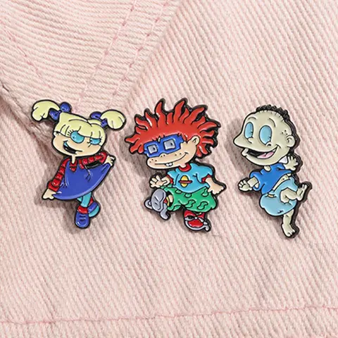 3pcs/set Animated Rugrats Angelica Enamel Pins Cartoon Anime Characters Yellow Hair Naughty Girl Metal Brooches Lapel Backpack Badge Fashion Jewelry Accessories Gifts for Kids Friends Alloy Brooch Pin