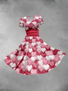 Vintage Gothic Waist-Tie Dress, Elegant Short Sleeve V-Neck Design, Perfect for Parties & Daily Wear, Ideal for Photo Shoots & Dating