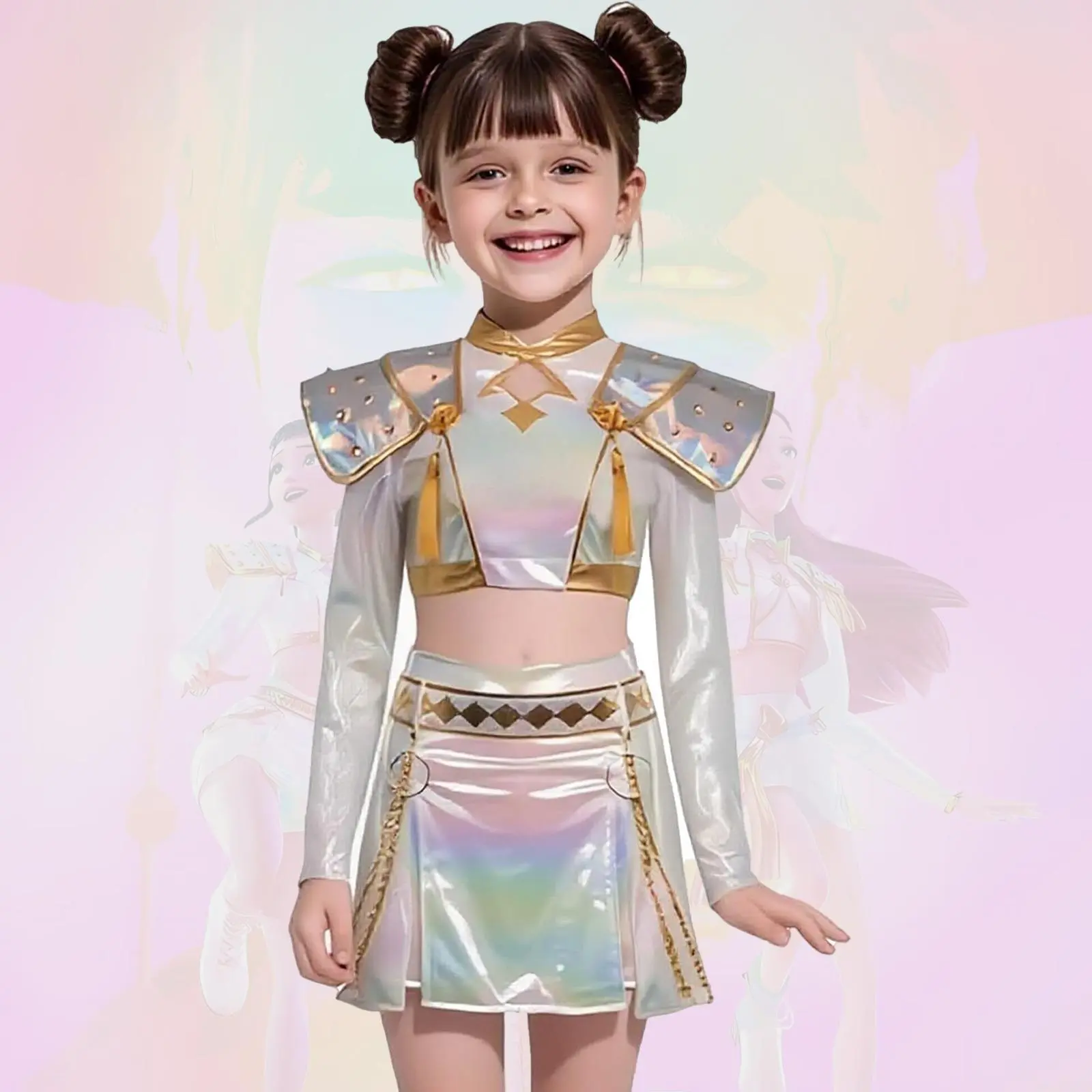 Viral Kpop Costume Girls | Sparkly 2Pcs Dance Set | Music Festival Outfit Cosplay Stage Performance Wear Birthday Party