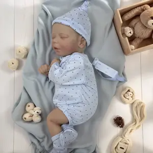 GUESSBELLY (Cloth Body, Soft Vinyl Limb) 46cm Reborn Baby Doll Boy 18inch Lifelike Newborn Dolls Bebe Toddler Flexible 3D-paint Skin Tone with Veins premie Birthday Gift