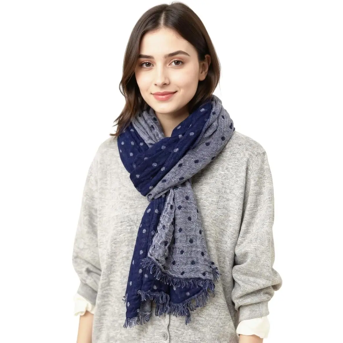 Ink Blue Reversed Dot Crinkle Scarf