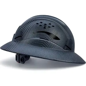 Full Brim Hard Hat Vented Construction Safety Helmet Industrial Work Hardhat for Workers 6 Point Adjustable Ratchet Suspension Breathable Head Protection