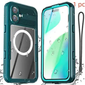 Waterproof Case Cover for iPhone 16 Pro Max, Magnetic Swim Diving Sleeve, Full Seal Dustproof Shockproof Durable Protection Casing, All Weather Protective for 16 Plus Cellphone