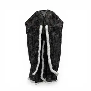 Western Evil Venoma Black Boudoir Feathered Robe | Gothic Glamour & Sheer Luxury Lingerie