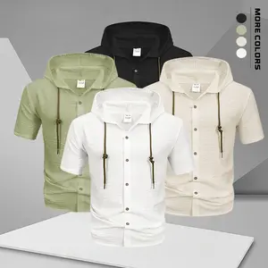 Men’s Summer Hooded Button Shirt – Available in multiple colors, lightweight and breathable, skin-friendly and comfortable, suitable for outdoor activities and everyday casual wear