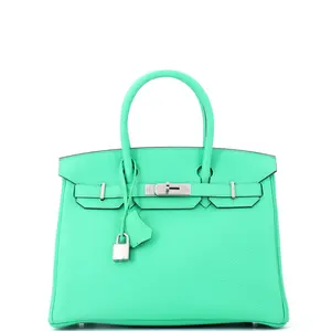 Pre-owned HERMÈS Leather Tote Bags REBAG Hermes Birkin Handbag Vert Comics Togo with Palladium Hardware 30 by Rebag