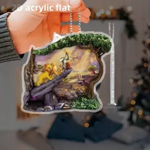 2D Flat Lion and Friends Rock Decoration, Acrylic Christmas Tree Ornament, Holiday Gift for Home, Car, Kitchen, Christmas, Halloween, Easter, New Year