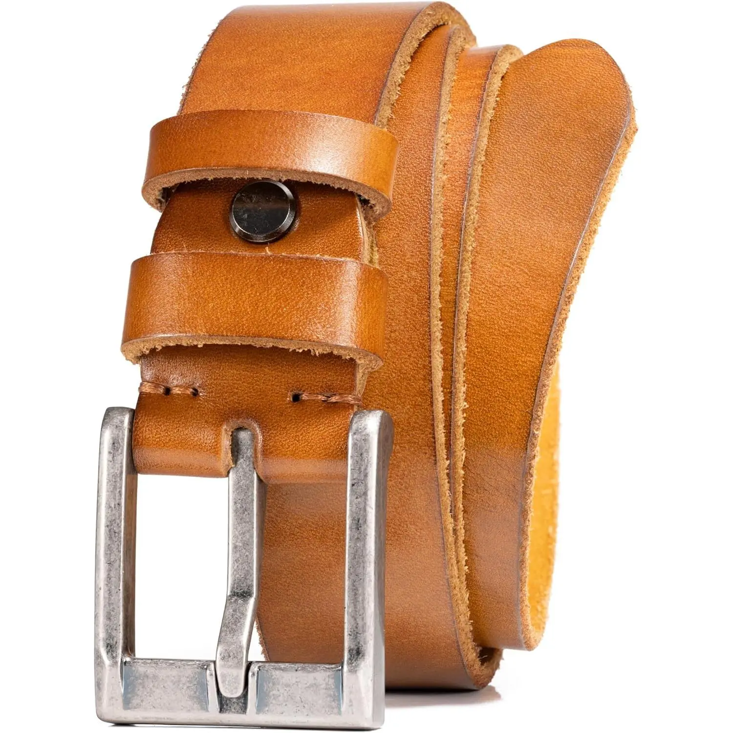 Full Grain Leather Casual Belts for Men,100% Italian Real Solid Durable Leather Work Belt