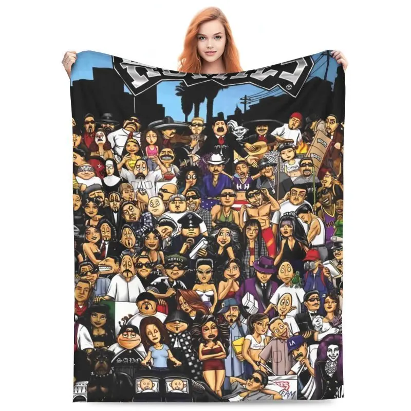 Customizable 'Homies' Themed Printed Side Flannel Blanket - Super Soft, 40*50in/101*127cm, 100% Polyester Fiber, Micro Velvet Other Materials Option, Machine Washable, Multi-Use | Ideal for Sofa, Bed | Perfect Holiday Gift, Customized