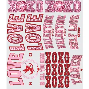 XOXO Sparkly DTF pre-made DTF Gang sheet 22x24 Cute valentines Day Shirt designs