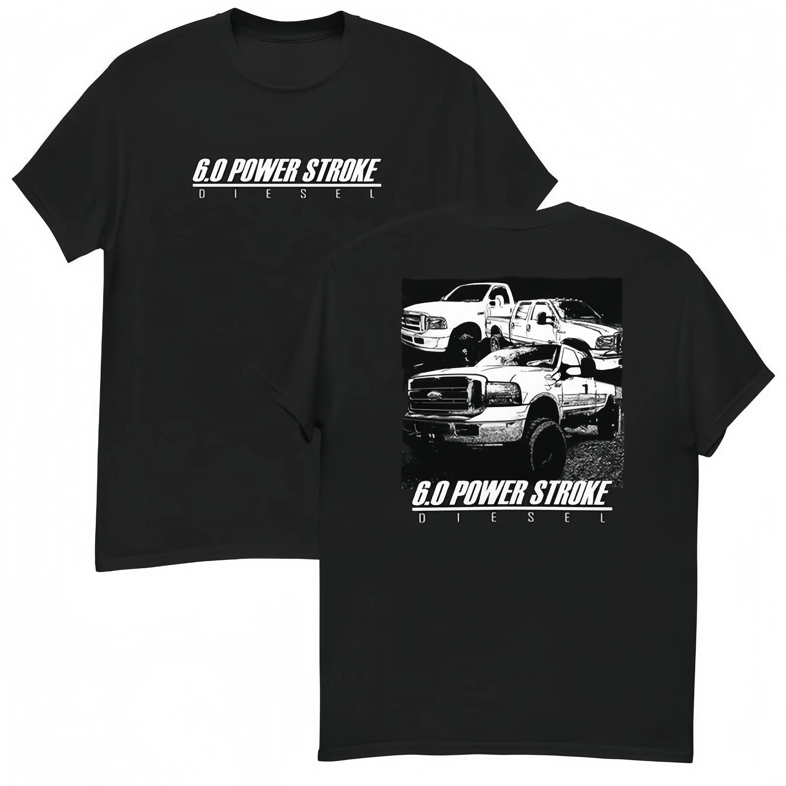 6.0 Power Stroke Diesel Graphic Tee, Classic Ford Diesel Truck Shirt for Men and Women, Bold Vintage Cotton Gift Idea Crew Neck T-Shirt unisex cotton t-shirt Streetwear T-Shirt Men's Printed Black