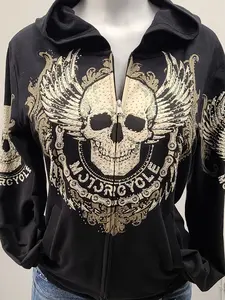 Platinum Plush Skull Zip Up Sweater