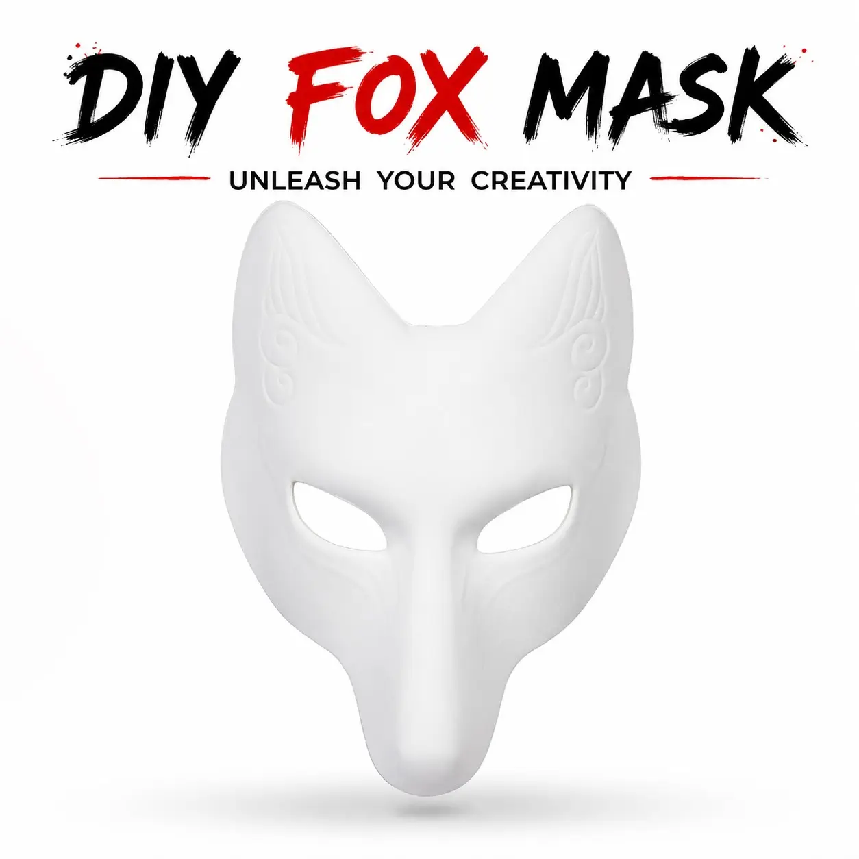 Handmade DIY PU Fox Mask, Hand-Painted Japanese Anime Role-Play Mask, Halloween Party Prop, Self-Customizable, Party Costume Accessory, Party Supplies, Party Accessories, Party Photo Prop, Mask Cosplay