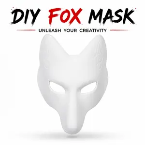Handmade DIY PU Fox Mask, Hand-Painted Japanese Anime Role-Play Mask, Halloween Party Prop, Self-Customizable, Party Costume Accessory, Party Supplies