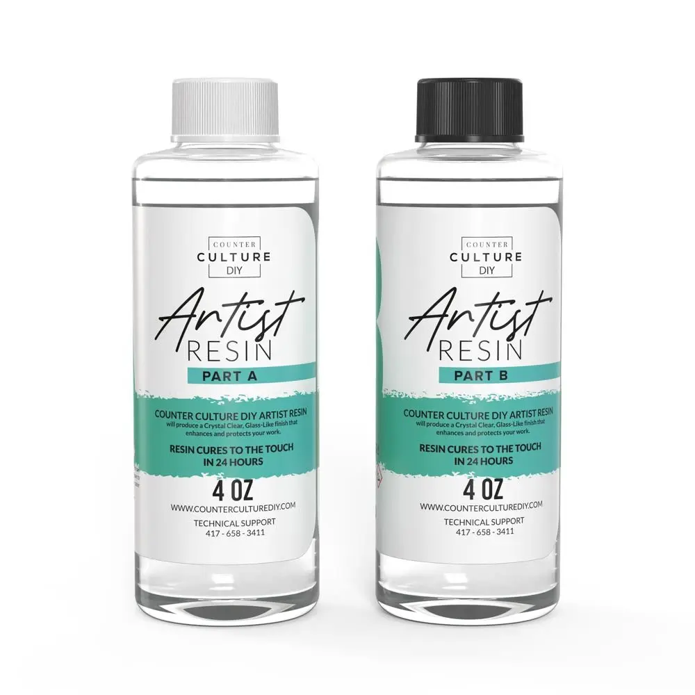 Artist Resin Part A & Part B Epoxy Resin Art Kit, 4 oz Art Materials Crafting Supplies for 24-Hour Touch Curing