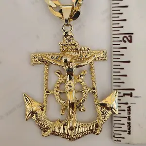 9 - Christ Anchor pendant 24" chain 14K Goldplated