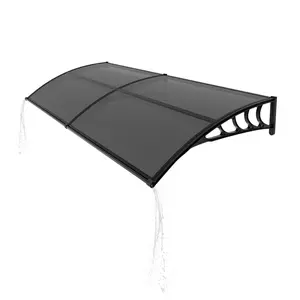 40×80in Large Door Awning, All-Weather PC Canopy with Built-in Drainage System and Black ABS Bracket for Patio, Porch