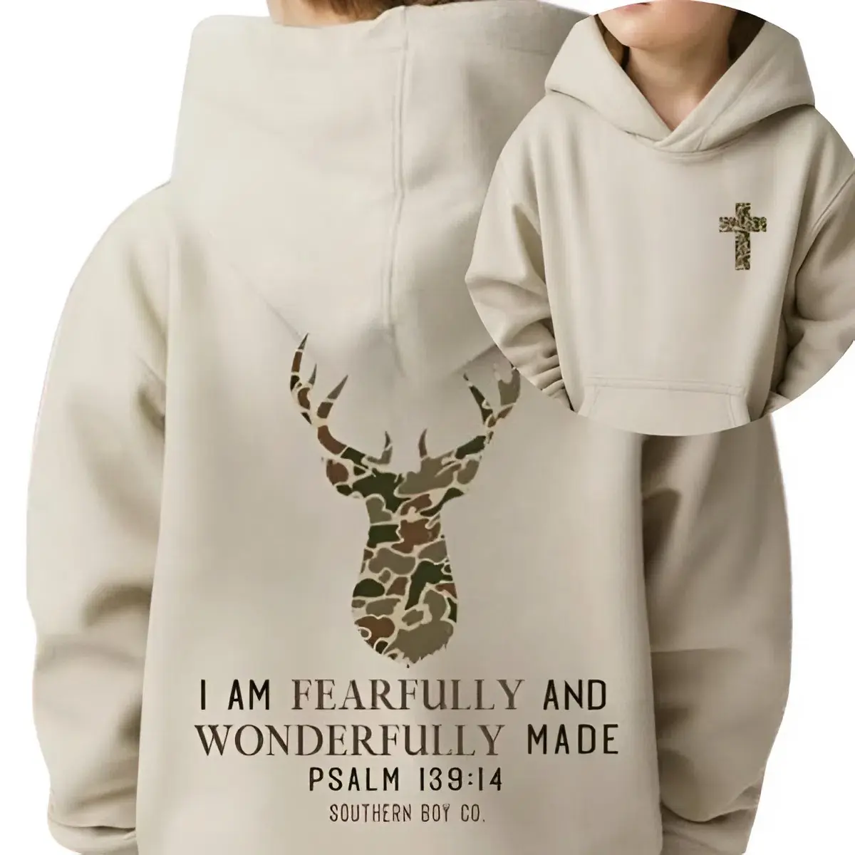 I Am Fearfully & Wonderfully Youth and Adult Hoodie, camo shirt, christian tee, country youth boy clothes, Trending tee, youth clothing, family shirt, gift for son and daughter, jesus shirt, graphic tee, vacation outfit